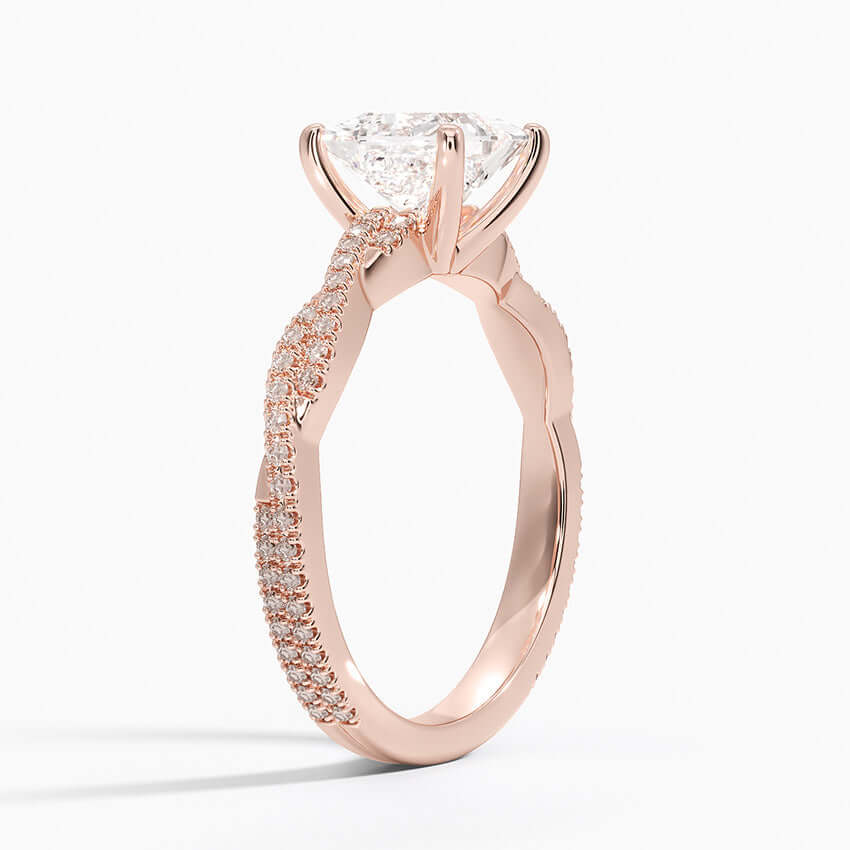 engagement ring 14k rose gold princess diamond and side diamonds 