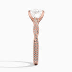 engagement ring 14k rose gold princess diamond and side diamonds side view