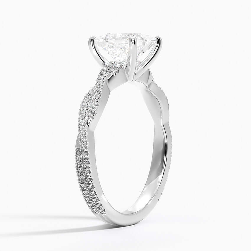 engagement ring 14k white gold princess diamond and side diamonds 