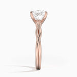 princess cut diamond entwined twisted solitaire rose gold side view