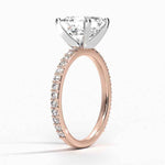 two tone asscher cut diamond with pave setting engagement ring rose gold