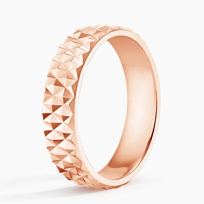 diagonal triangle rose gold wedding band