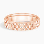 diagonal triangle rose gold wedding band face view