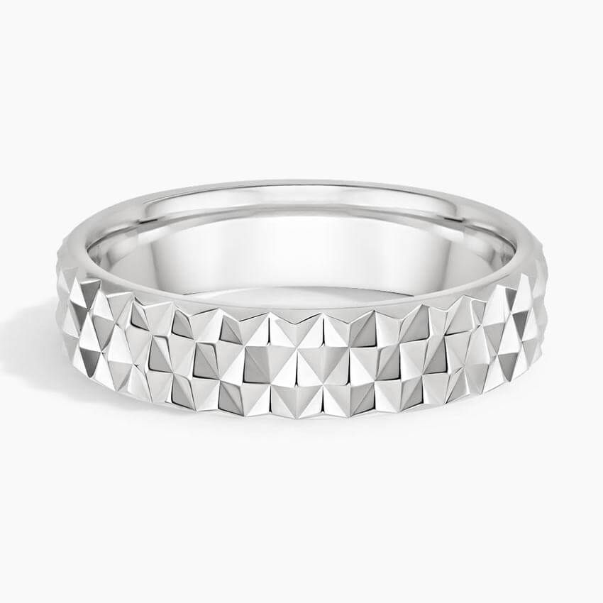 diagonal triangle White gold wedding band face view