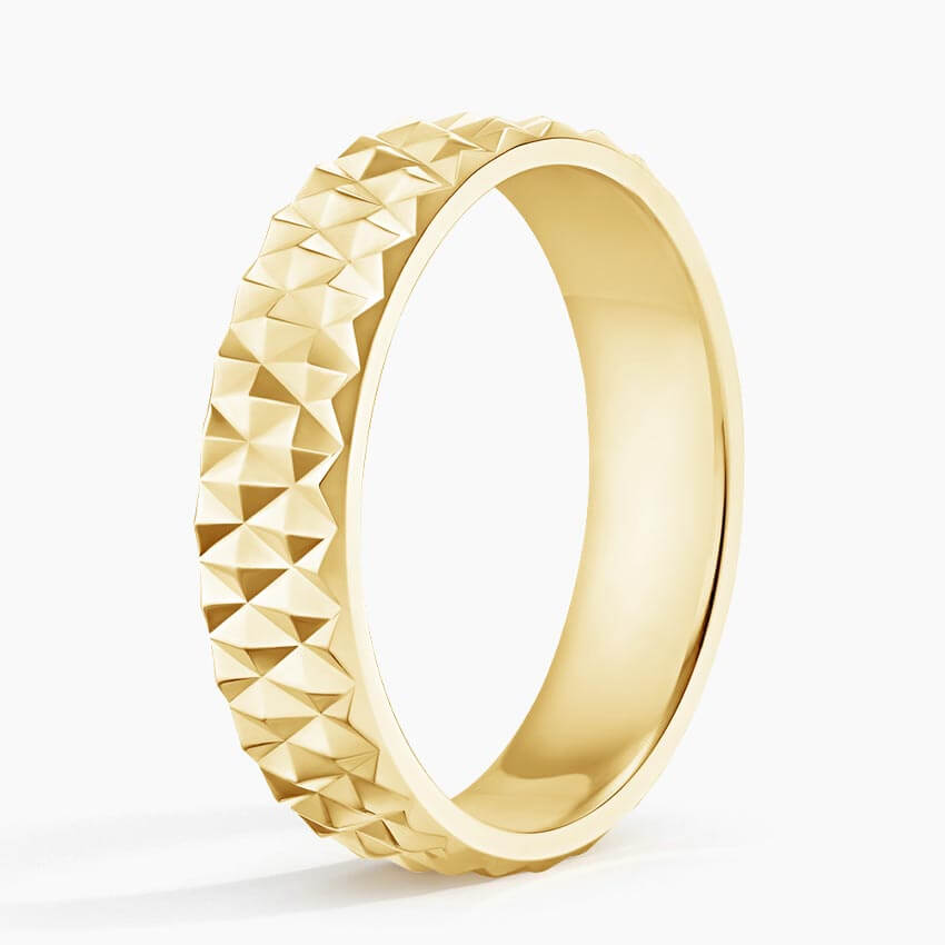 diagonal triangle yellow gold wedding band