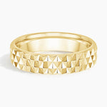 diagonal triangle yellow gold wedding band face view