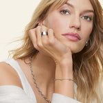 6th female model wearing Five Diamond Bezel Bracelet