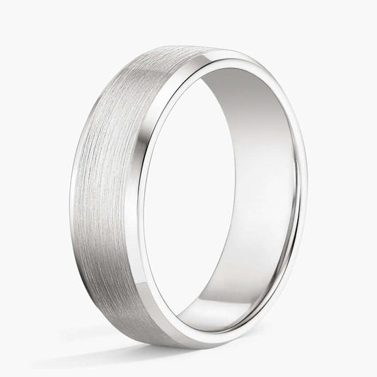 6.5mm wedding band matte finish white