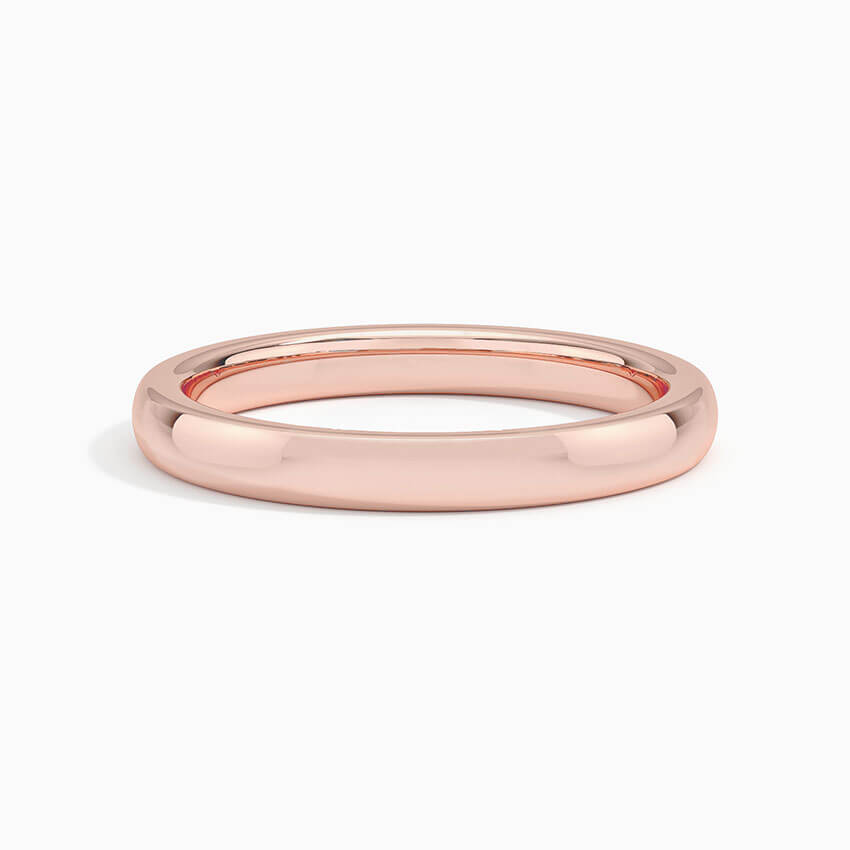 2.5mm rose gold wedding ring face view