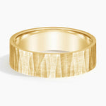 matte ripple yellow gold wedding band face view