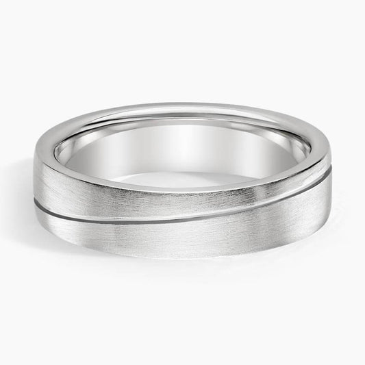 wedding band with an engraved line going across it white face