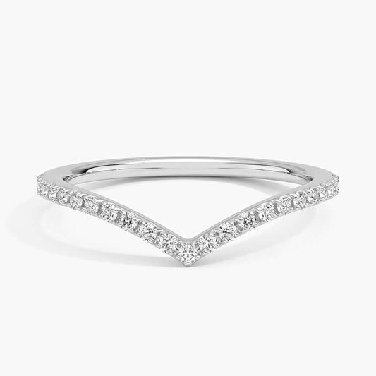 curved wedding ring diamond set face white