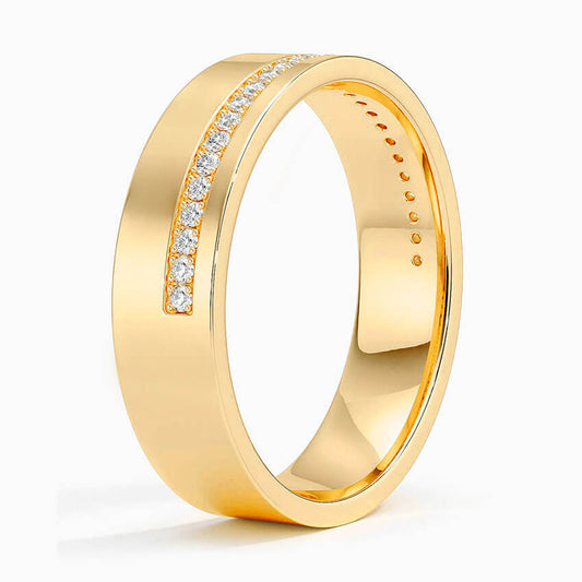 wedding ring 14k yellow gold with a row of diamonds