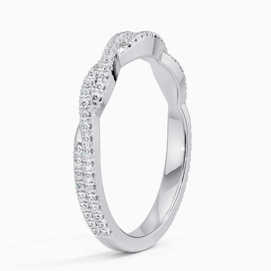 entwined diamond set wedding ring white