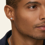 male model wearing 2ct studs lab diamonds white gold 