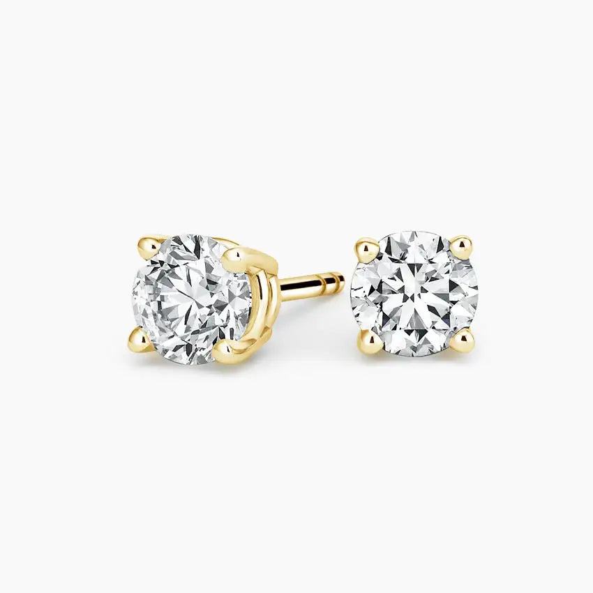 2ct studs lab diamonds yellow gold pov2