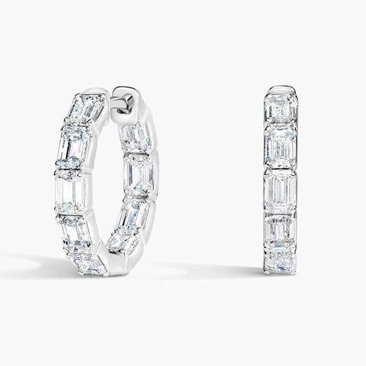 emerald cut diamonds hoop earrings