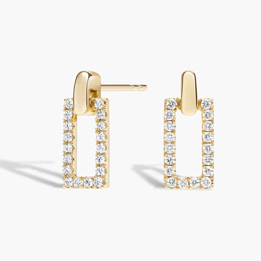 rectangle shaped diamond set earring