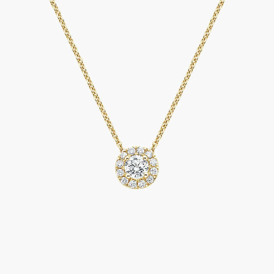 yellow gold halo necklace