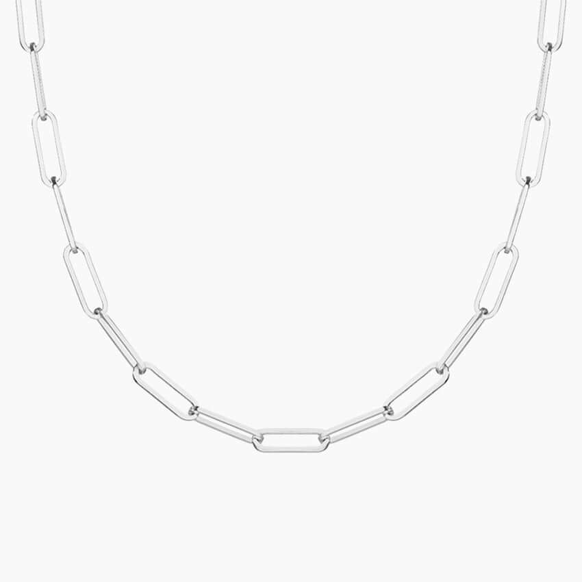 white gold paperclip necklace