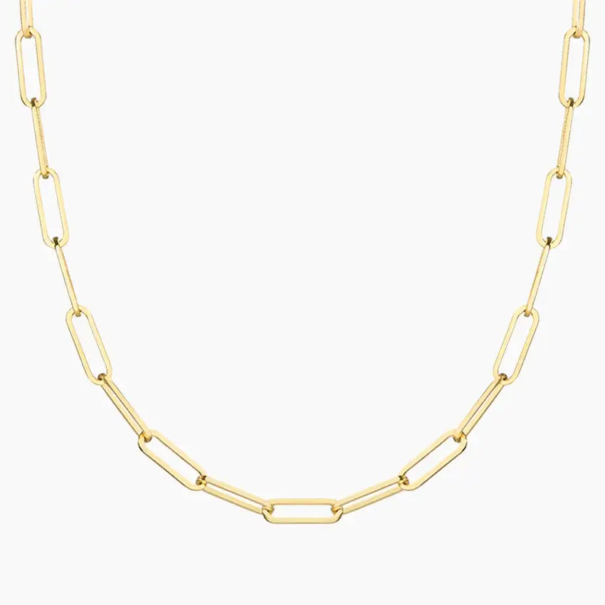 yellow gold paperclip necklace