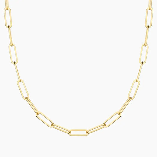 yellow gold paperclip necklace