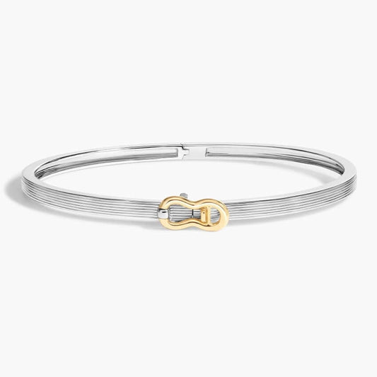 men's bangle white gold with yellow gold lock