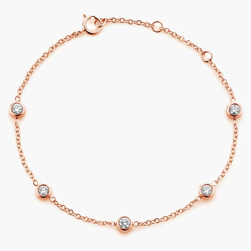 bezel set diamond bracelet rose gold