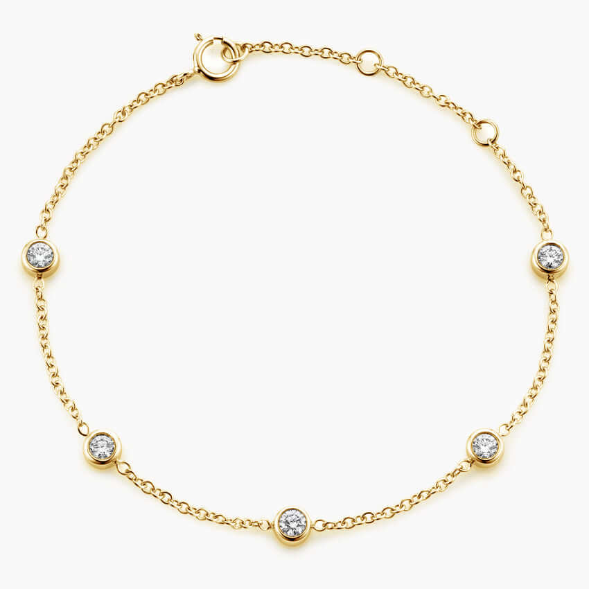 bezel set diamond bracelet yellow gold