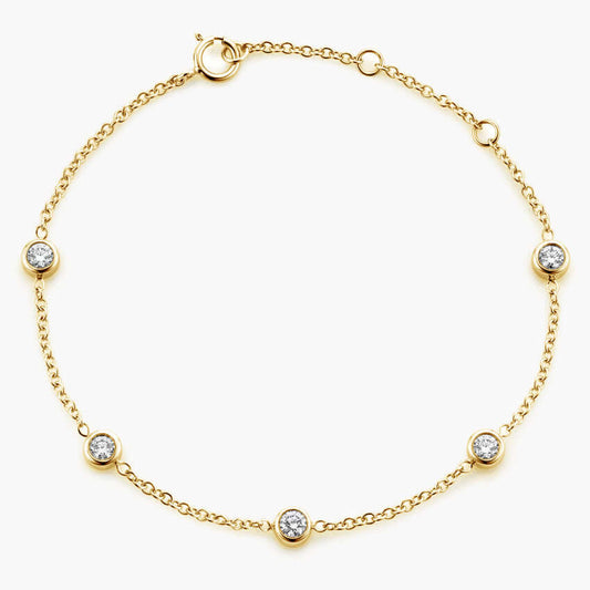 bezel set diamond bracelet yellow gold