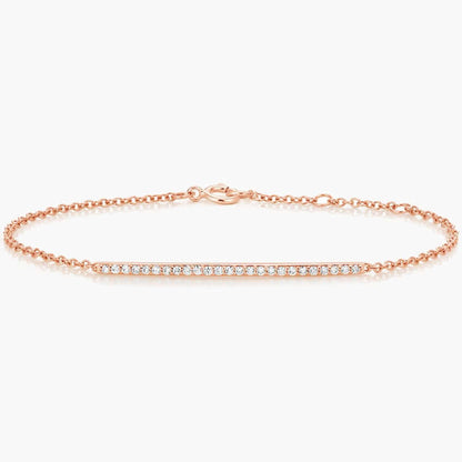 Row set diamond bracelet rose gold