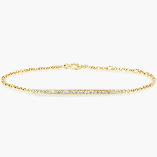 Row set diamond bracelet yellow gold