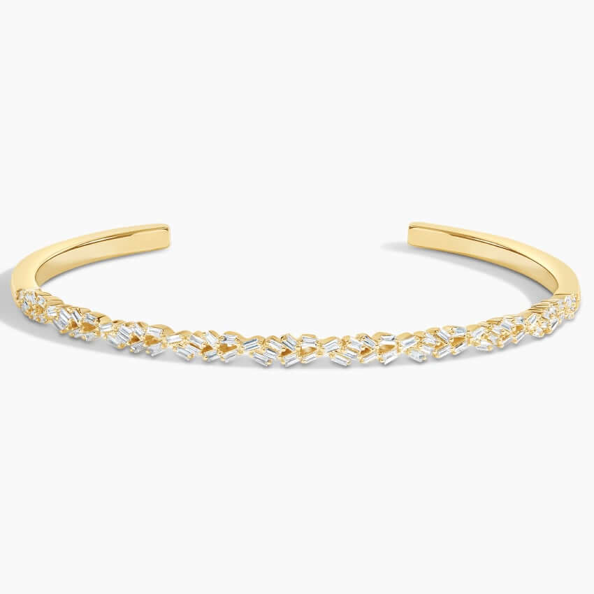 baguette shaped diamonds cuff bangle 